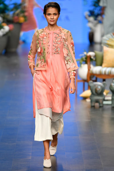 Pink layered tunic set