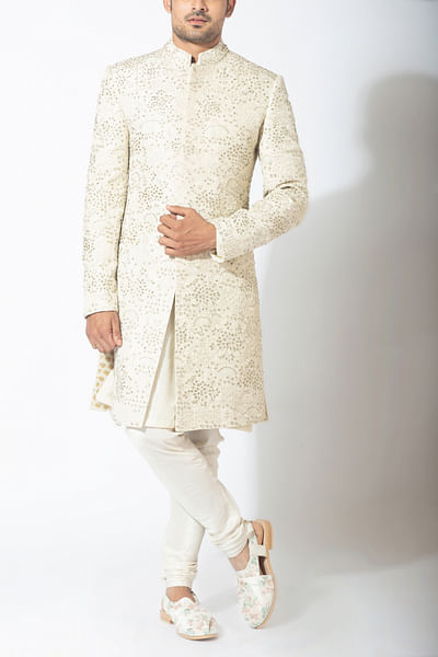 Ivory tailored sherwani set