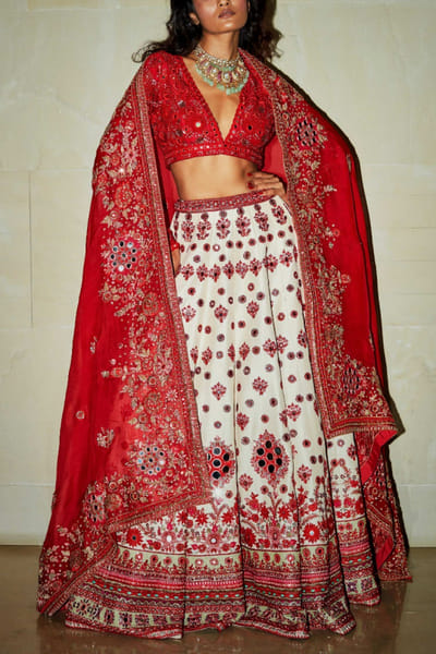Dual-tone embroidered lehenga set