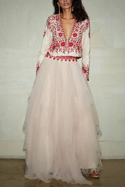Pink statement top and skirt