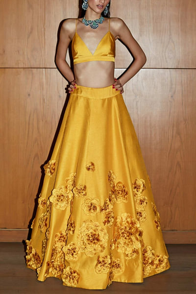 Yellow embellished lehenga set