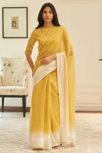 Rue ombré muslin cotton sari set