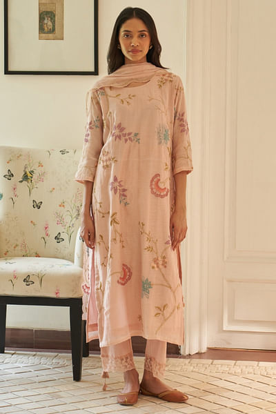 Magnolia applique embroidered kurta set