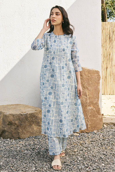 Powder blue printed co-ords