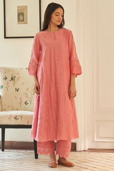 Peony thread embroidered co-ord set