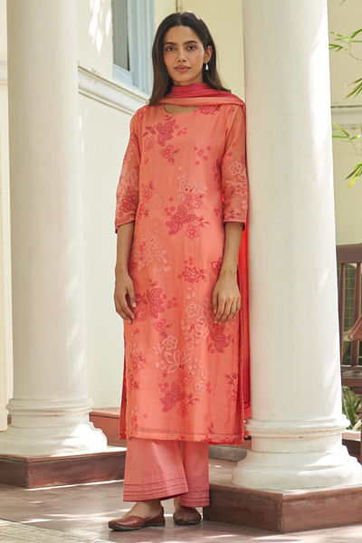Hibiscus floral printed kurta set