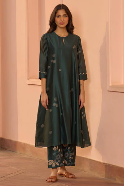 Jade floral appliqué embroidered co-ord set