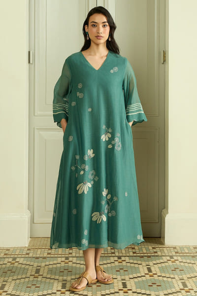 Vaayu Emerald floral applique dress VAAYJUN26D248074