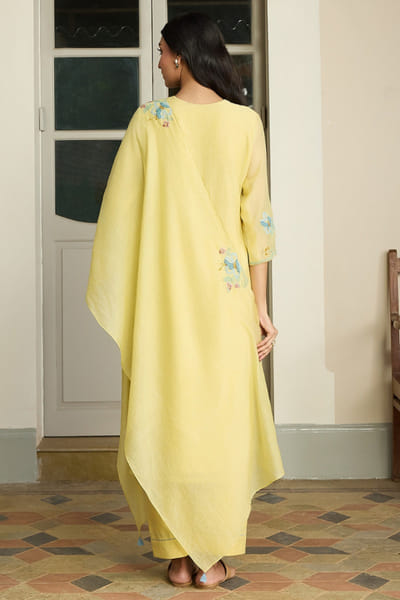 Vaayu Lemon floral appliqué kurta set VAAYJUN26D248080