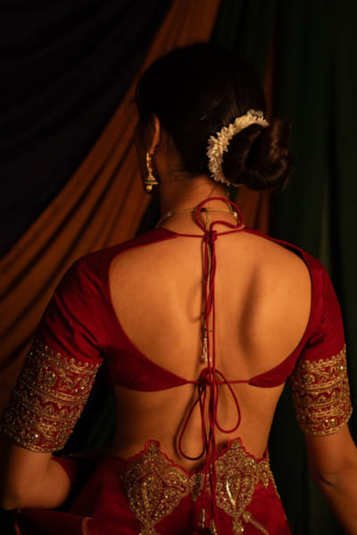 Nitika Bali Red zardozi hand embroidered sari set NITIJUL26D149250