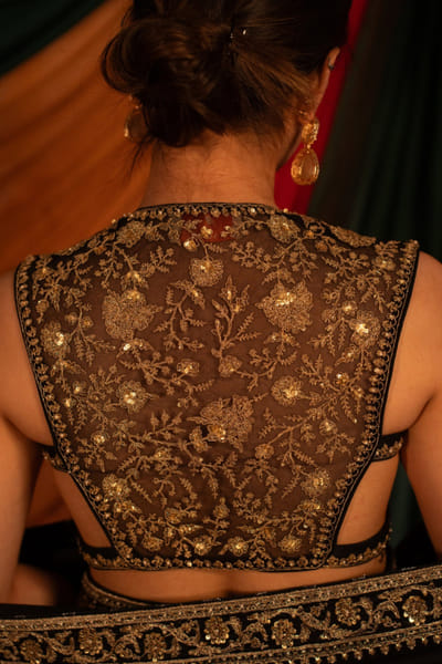 Nitika Bali Black zardozi hand embroidered sari set NITIJUL26D149245