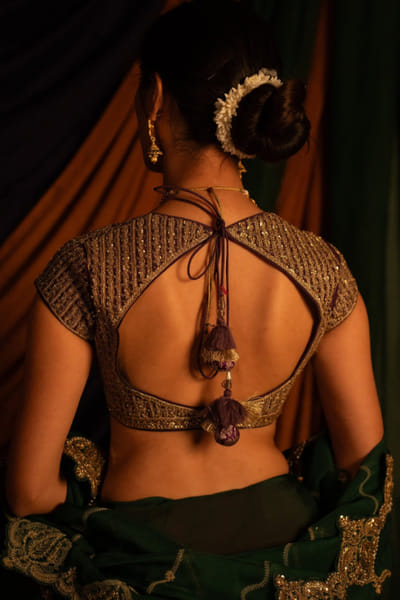 Nitika Bali Green zardozi hand embroidered sari set NITIJUL26D149248