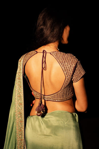Nitika Bali Green zardozi hand embroidered sari set NITIJUL26D149253