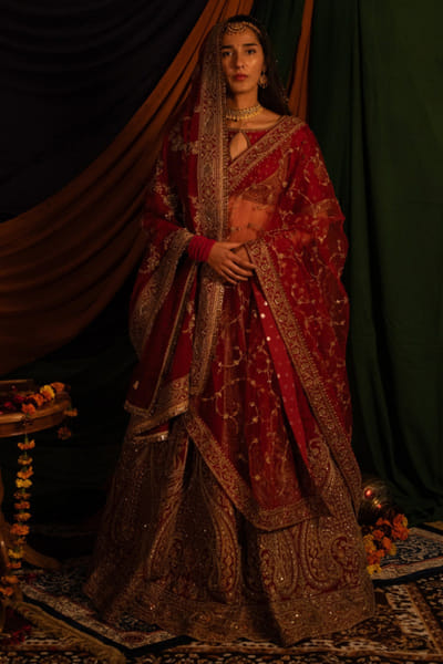 Nitika Bali Red zardozi hand embroidered lehenga set NITIJUL26D149258