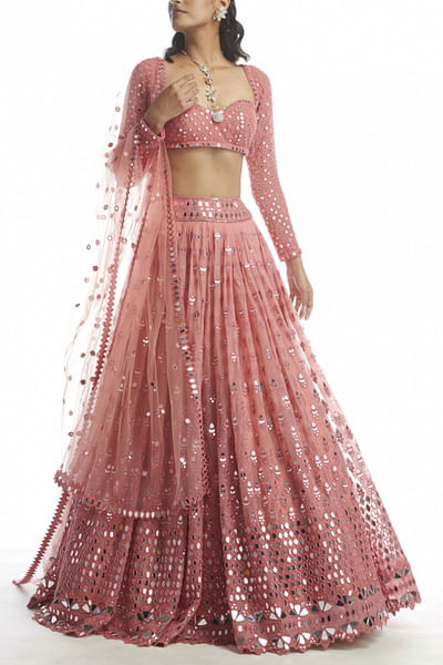Light coral embellished lehenga set