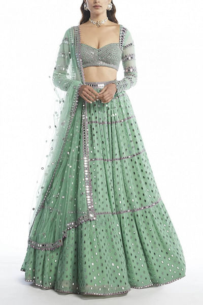 Light mint embellished lehenga set