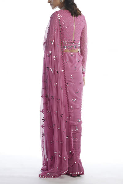 Vvani by Vani Vats Blush pink embellished sari set VVACHAMAK2117