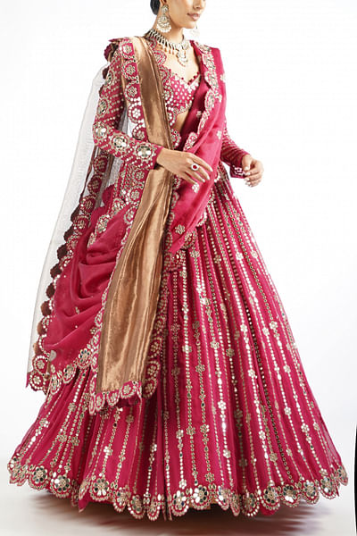 Wine embellished lehenga set