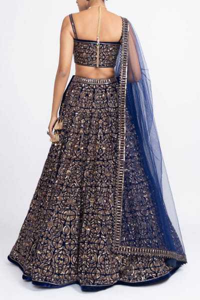 Vvani by Vani Vats Navy blue embellished lehenga set VVAMAHN2125