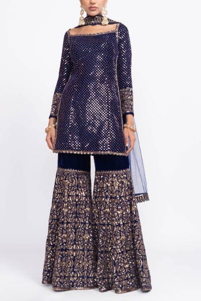 Navy blue sharara set