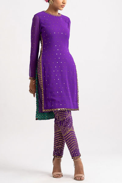 Purple georgette kurta set