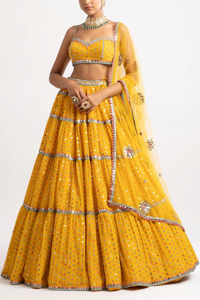 Yellow embellished lehenga set