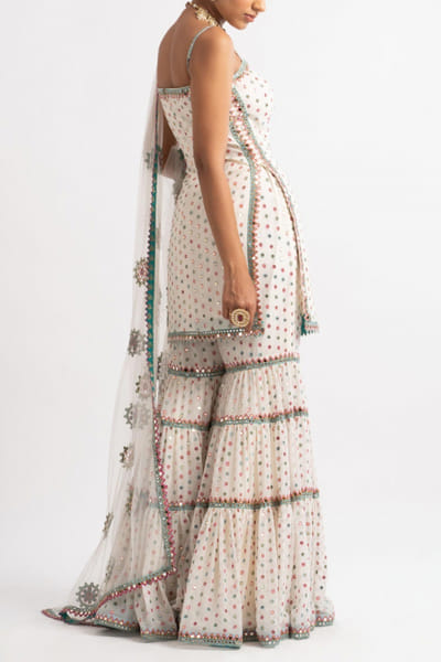 Vvani by Vani Vats White embroidered sharara set VVARANGSS2221