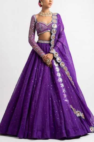 Purple embellished lehenga set