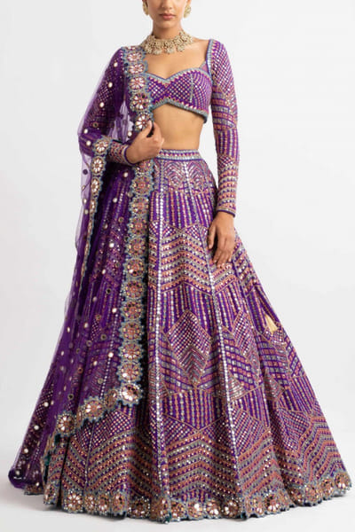 Purple embellished lehenga set