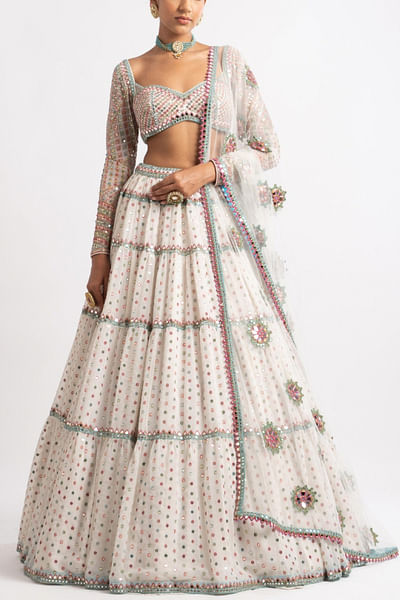 White multicoloured lehenga set