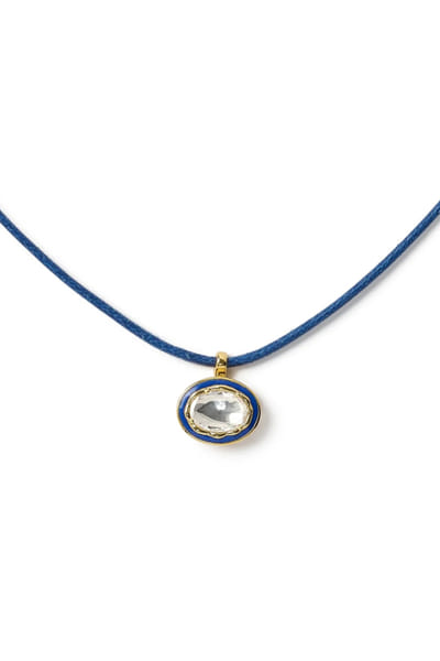 Vixii Blue and gold polki diamond necklace VIXIAUG26D153488