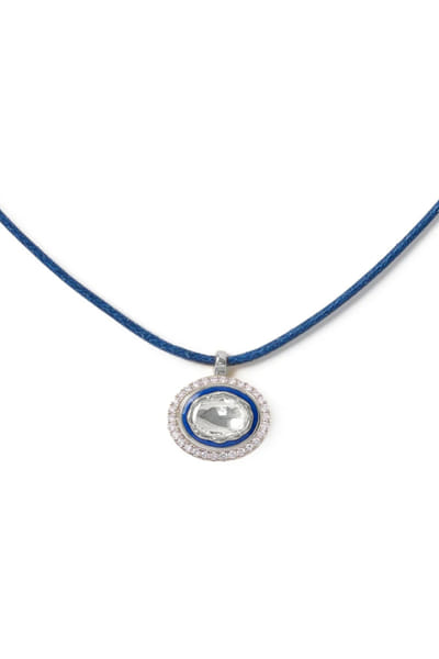Vixii Blue and silver polki diamond necklace VIXIAUG26D153489