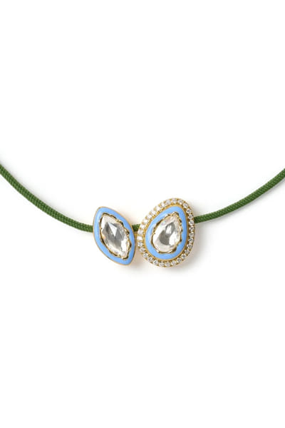 Vixii Green and blue polki diamond necklace VIXIAUG26D153491
