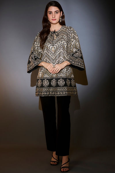 Black zari embroidered tunic