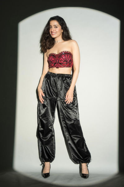 Maroon mirror embroidered bustier