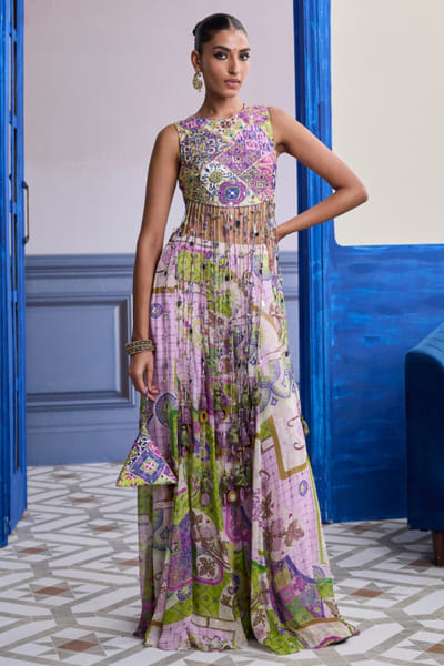 DiyaRajvvir Bubblegum mosaic printed sharara set DIYAAUG26D151276