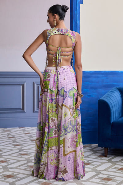 DiyaRajvvir Bubblegum mosaic printed sharara set DIYAAUG26D151276