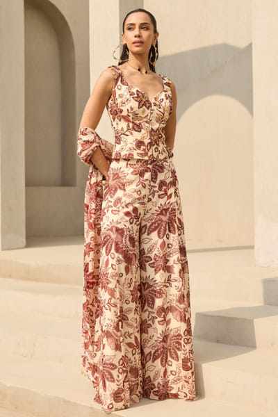 Ivory floral printed co-ords