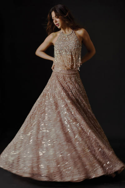 Blush pink embellished lehenga set