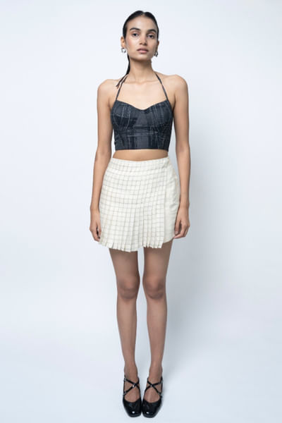 Off-white pleated wrap around shorts
