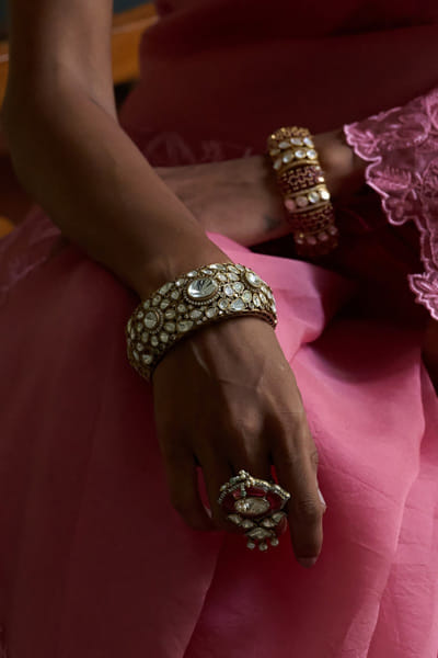 Preeti Mohan Gold plated polki bangle PREEJUN26D148292