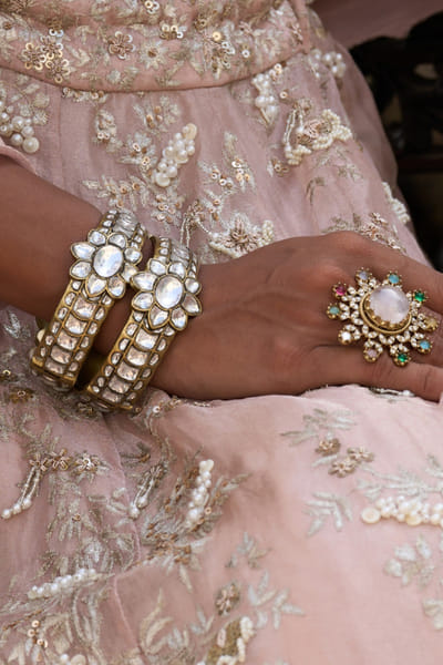 Preeti Mohan Gold kundan-embellished bangles PREEJUL26D248526