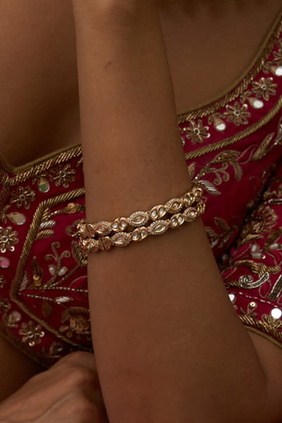 Preeti Mohan Gold moissanite polki bangles PREEJUL26D248516