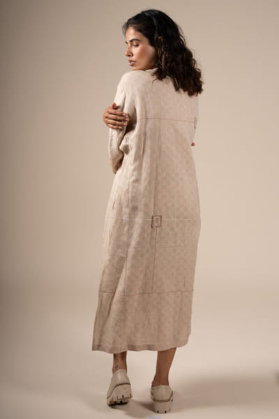 Subtle Shuttle Studio Beige hand embroidered linen kaftan tunic SUBTJUN26D146453