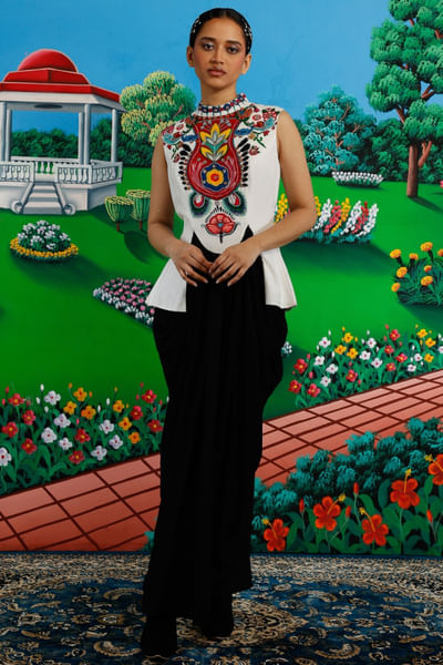 Black embroidered dress