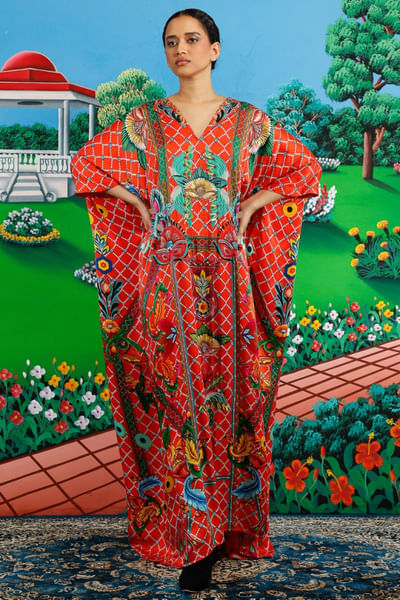 Orange printed kaftan