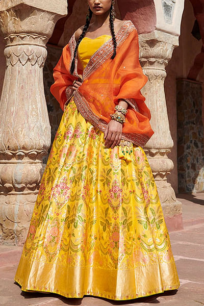 Yellow benarasi lehenga set