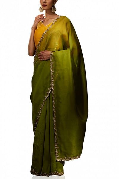 Green organza sari