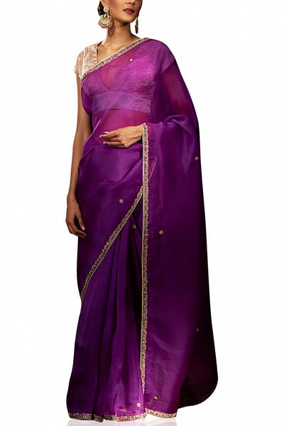 Purple organza sari