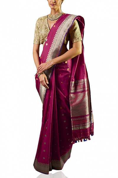 Plum handloom sari